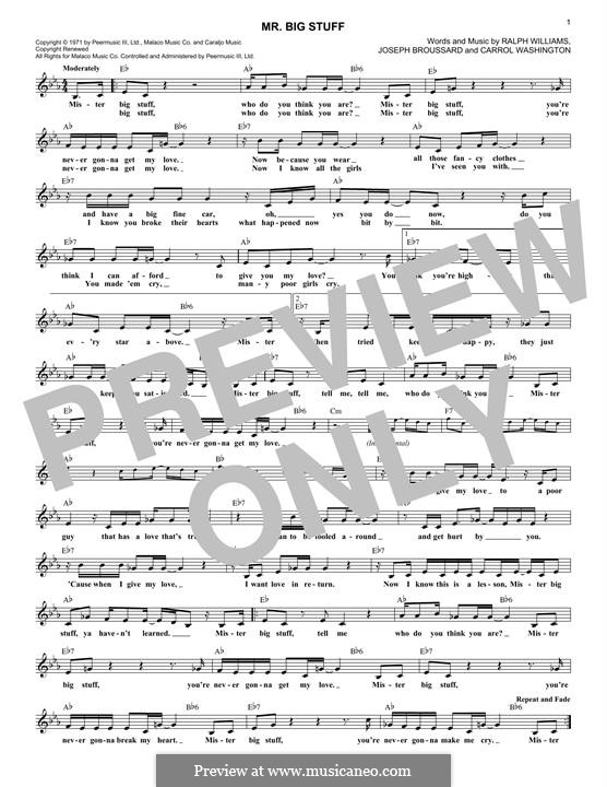 Mr. Big Stuff (Jean Knight): Для клавишного инструмента by Ральф Воан Уильямс, Carrol Washington, Joseph Broussard