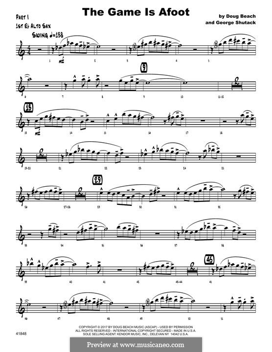 The Game is Afoot: 1st Eb Alto Saxophone part by Doug Beach