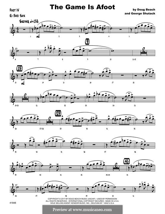 The Game is Afoot: Eb Baritone Saxophone part by Doug Beach