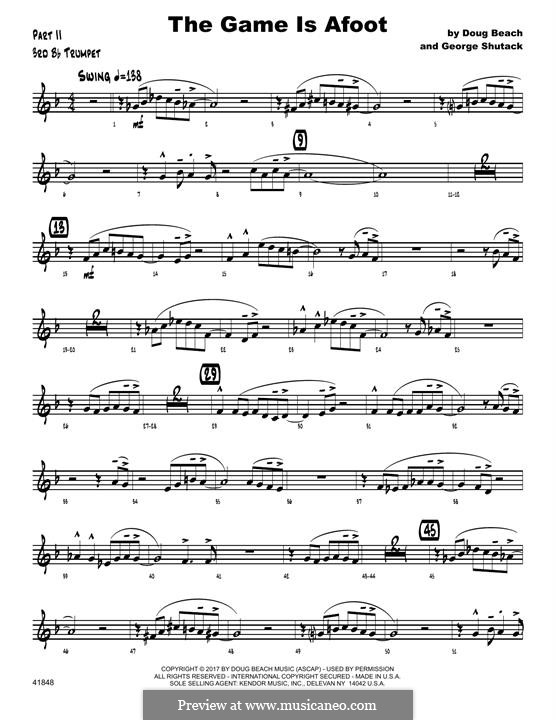The Game is Afoot: 3rd Bb Trumpet part by Doug Beach