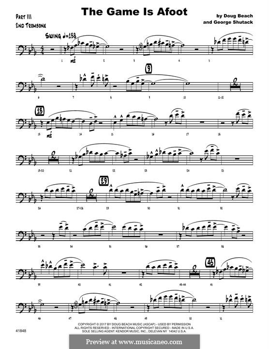 The Game is Afoot: 2nd Trombone part by Doug Beach