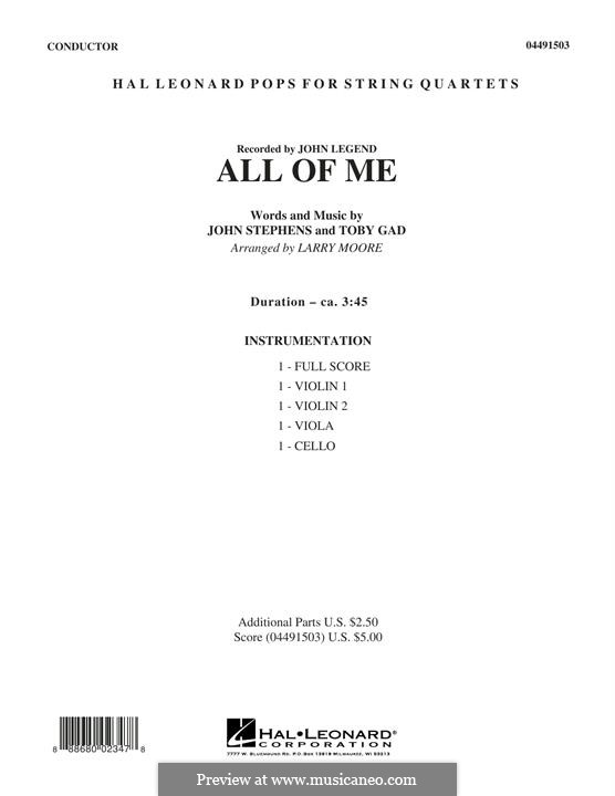 All of Me: For string quartet – Full Score by John Stephens, Tobias Gad