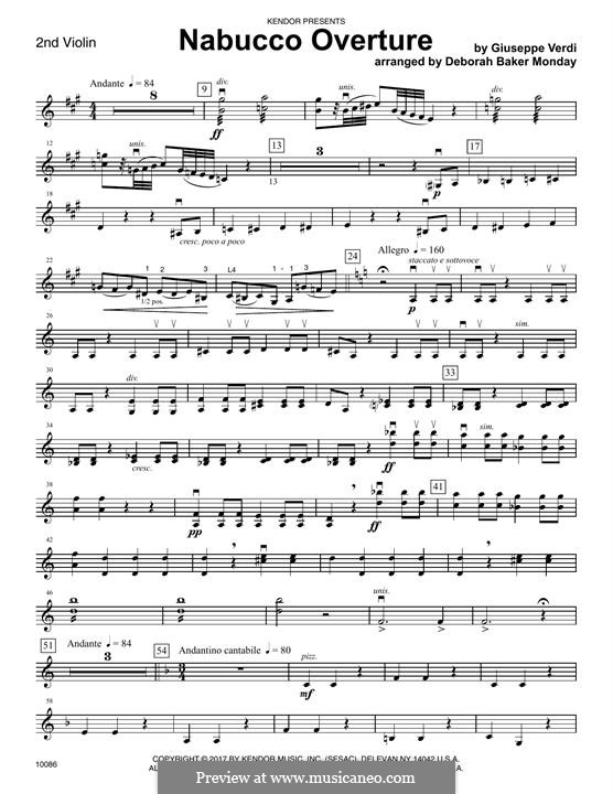 Увертюра: For strings – 2nd Violin part by Джузеппе Верди