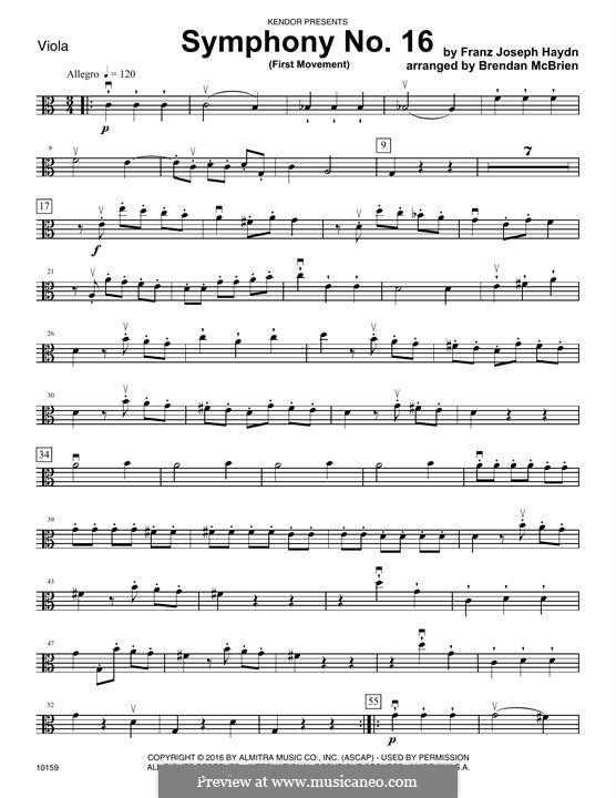 Симфония No.16 си-бемоль мажор, Hob.I/16: Movement I, for strings – Viola part by Йозеф Гайдн
