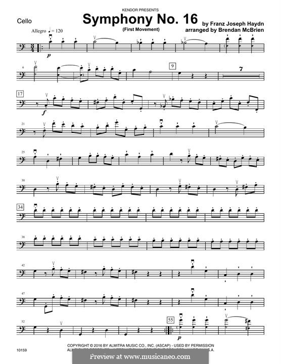 Симфония No.16 си-бемоль мажор, Hob.I/16: Movement I, for strings – Cello part by Йозеф Гайдн