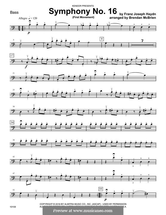 Симфония No.16 си-бемоль мажор, Hob.I/16: Movement I, for strings – Bass part by Йозеф Гайдн