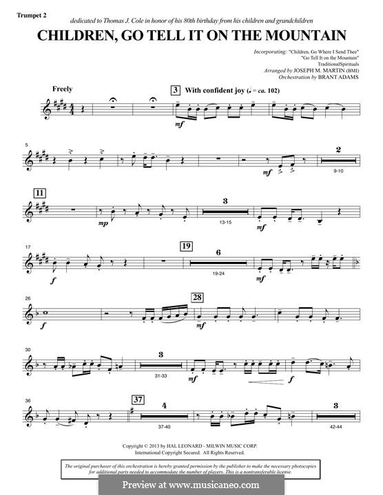 Children, Go Tell It on the Mountain: Bb Trumpet 2 part by folklore