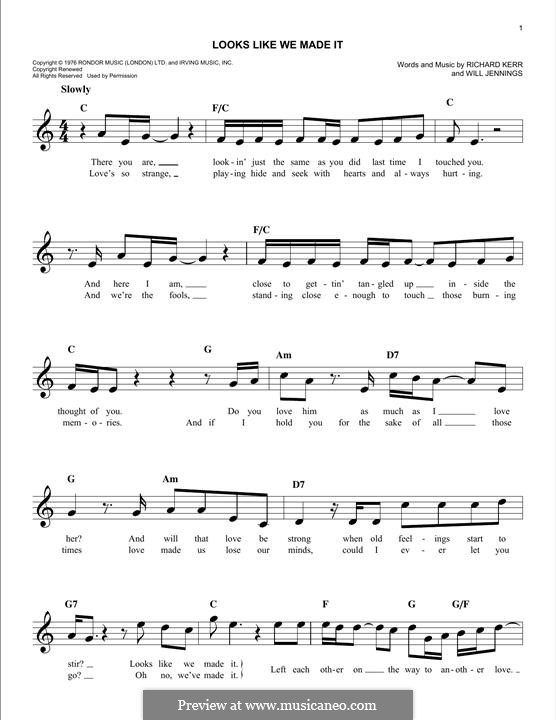 Looks Like We Made It: Для клавишного инструмента by Richard Kerr, Will Jennings