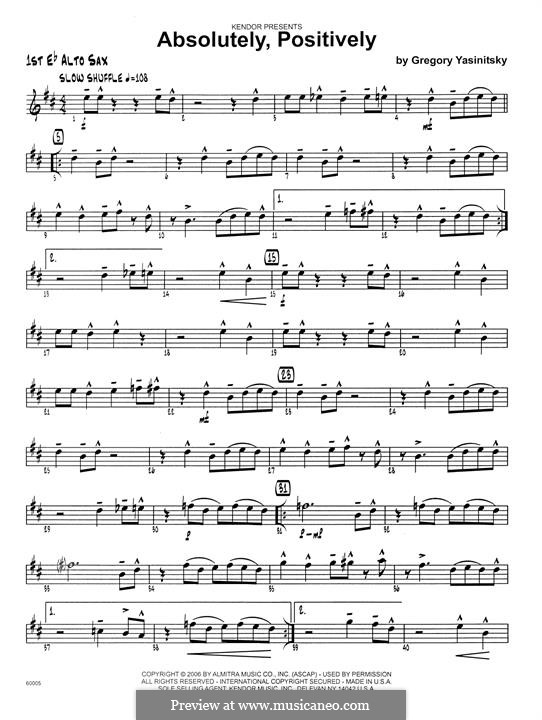 Absolutely, Positively: 1st Eb Alto Saxophone part by Gregory Yasinitsky