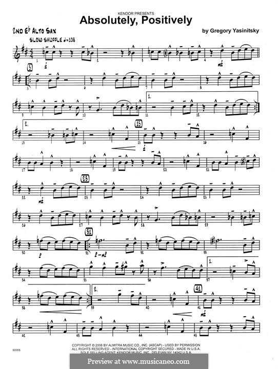 Absolutely, Positively: 2nd Eb Alto Saxophone part by Gregory Yasinitsky