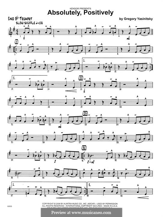 Absolutely, Positively: 2nd Bb Trumpet part by Gregory Yasinitsky