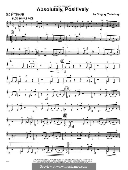 Absolutely, Positively: 3rd Bb Trumpet part by Gregory Yasinitsky
