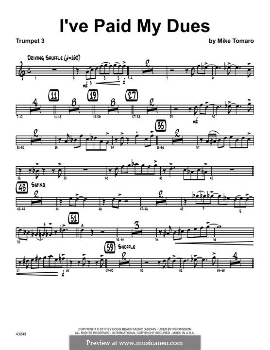 I've Paid My Dues: 3rd Bb Trumpet part by Mike Tomaro