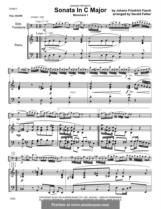 Sonata in C Major: Piano Accompaniment by Иоганн Фридрих Фаш