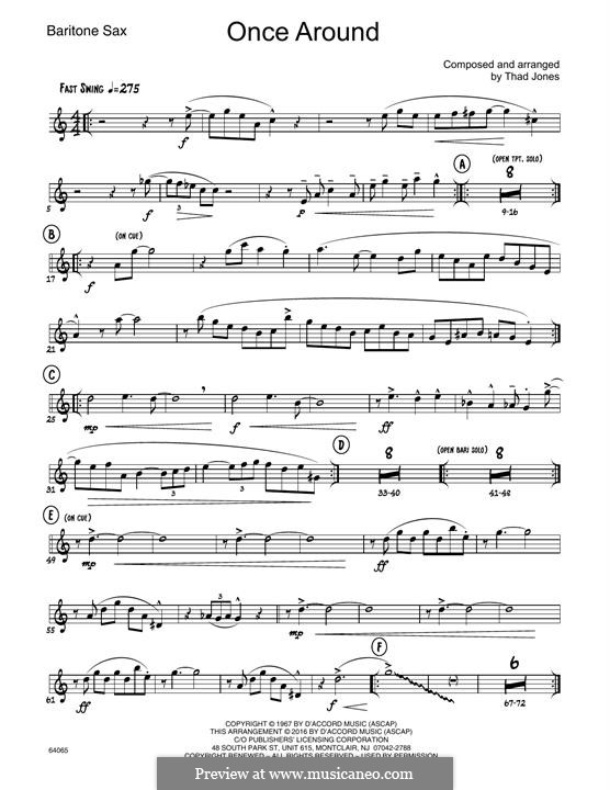 Once Around (Jazz Ensemble): Eb Baritone Saxophone part by Thad Jones