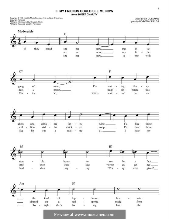 If My Friends Could See Me Now (from Sweet Charity): Для клавишного инструмента by Cy Coleman