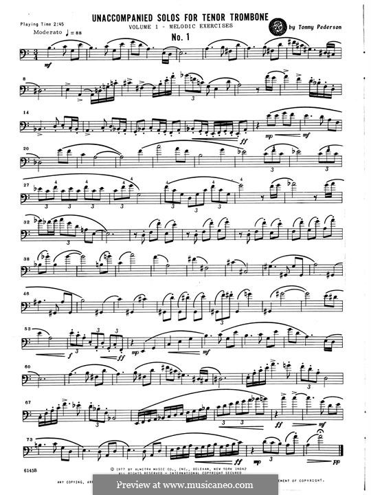Unaccompanied Solos for Tenor Trombone, Volume 1 - Melodic Exercises: Unaccompanied Solos for Tenor Trombone, Volume 1 - Melodic Exercises by Tommy Pedersen