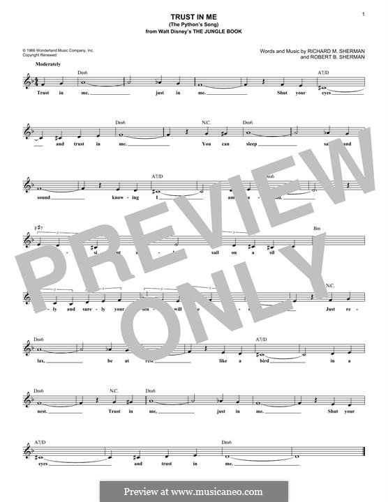 Trust in Me (The Python's Song): Для клавишного инструмента by Richard M. Sherman, Robert B. Sherman