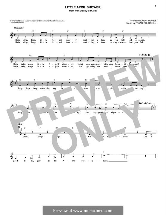 Little April Shower (from Bambi): Для клавишного инструмента by Frank Churchill