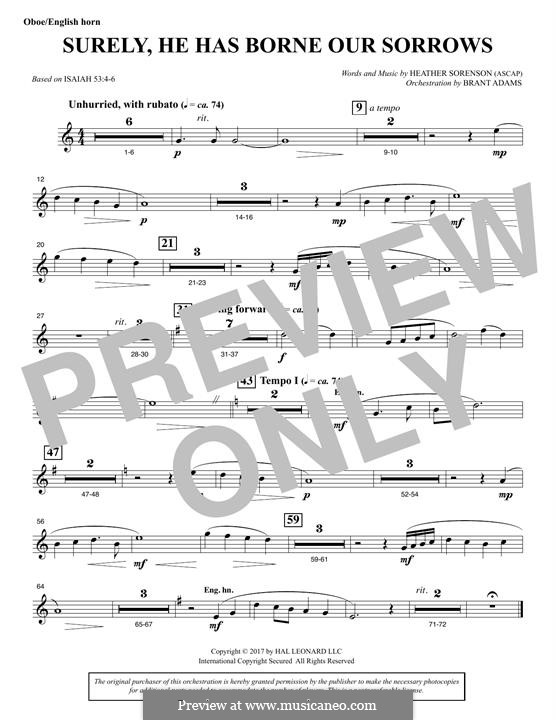 Surely, He Has Borne Our Sorrows: Oboe/English Horn part by Heather Sorenson
