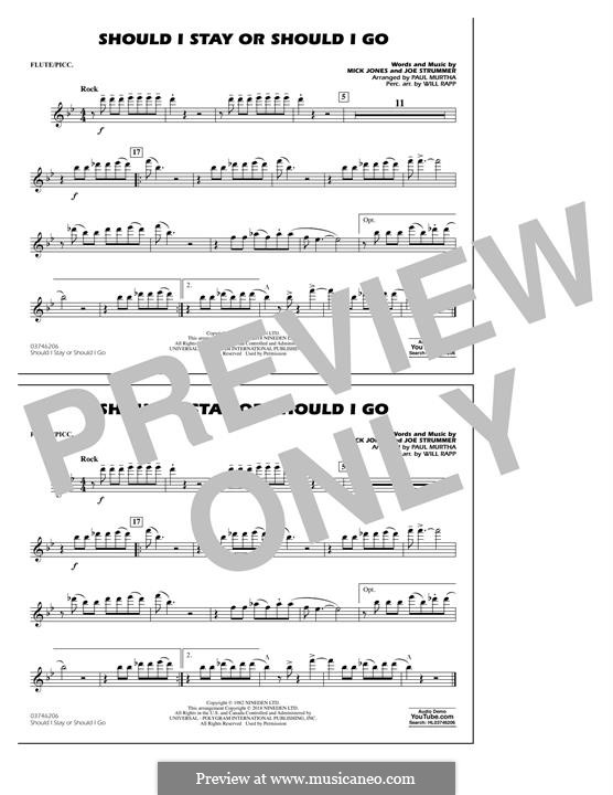 Should I Stay or Should I Go (arr. Paul Murtha): Flute/Piccolo part by Joe Strummer, Mick Jones