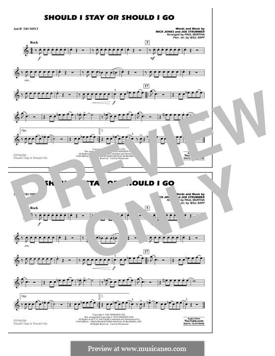 Should I Stay or Should I Go (arr. Paul Murtha): 2nd Bb Trumpet part by Joe Strummer, Mick Jones