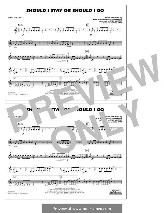 Should I Stay or Should I Go (arr. Paul Murtha): 3rd Bb Trumpet part by Joe Strummer, Mick Jones