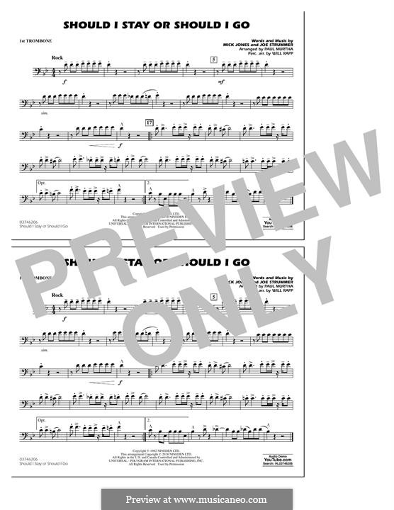 Should I Stay or Should I Go (arr. Paul Murtha): 1st Trombone part by Joe Strummer, Mick Jones