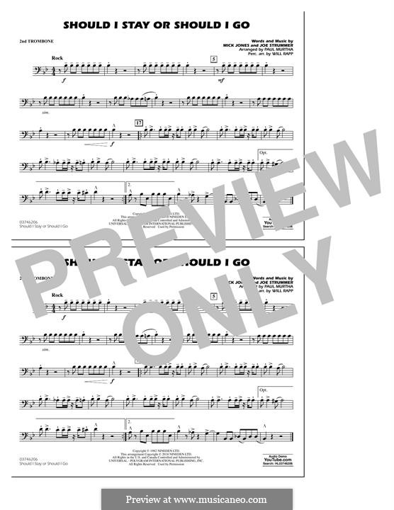 Should I Stay or Should I Go (arr. Paul Murtha): 2nd Trombone part by Joe Strummer, Mick Jones