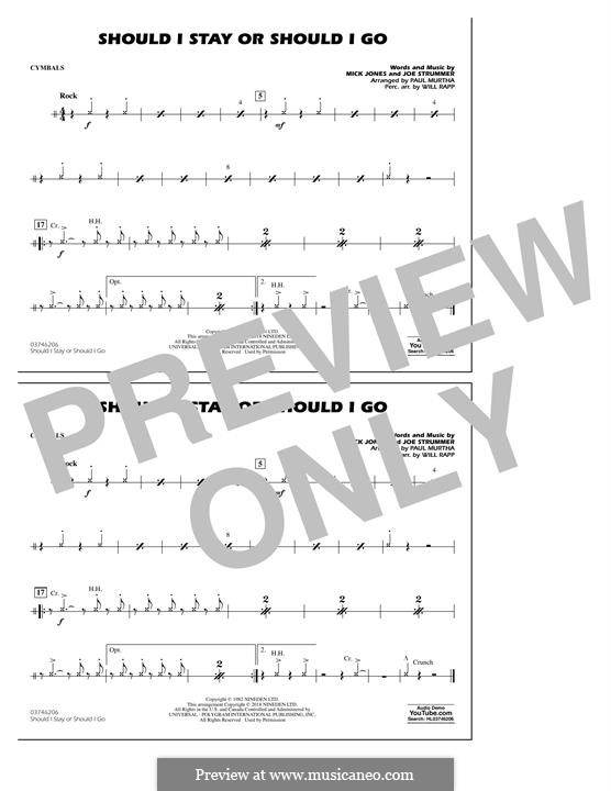 Should I Stay or Should I Go (arr. Paul Murtha): Cymbals part by Joe Strummer, Mick Jones