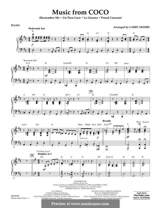 Music from Coco: Партия фортепиано by Michael Giacchino