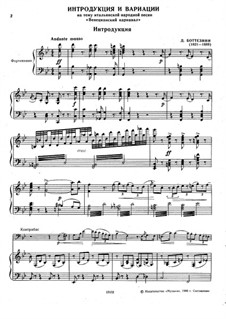 Интродукция и вариации на тему песни 'Венецианский карнавал' для контрабаса и фортепиано: Партитура by Джованни Боттезини