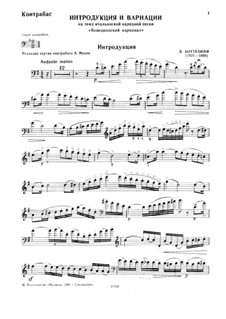 Интродукция и вариации на тему песни 'Венецианский карнавал' для контрабаса и фортепиано: Сольная партия by Джованни Боттезини