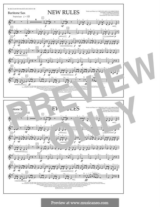 New Rules (arr. Tom Wallace): Baritone Sax part by Ian Kirkpatrick, Emily Schwartz, Caroline Ailin