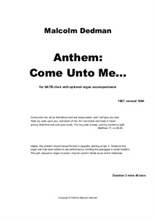 Anthem 'Come Unto Me...', MMC9: Anthem 'Come Unto Me...' by Malcolm Dedman
