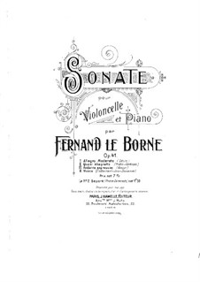 Соната для виолончели и фортепиано, Op.41: Партитура by Fernand Le Borne