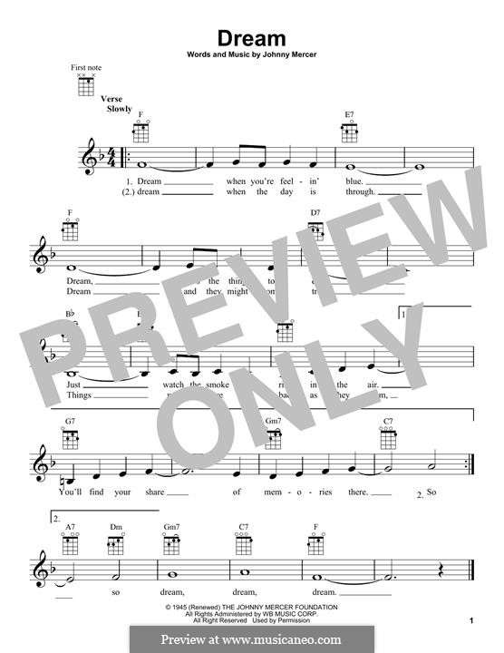 Dream (Frank Sinatra): Для укулеле by Johnny Mercer
