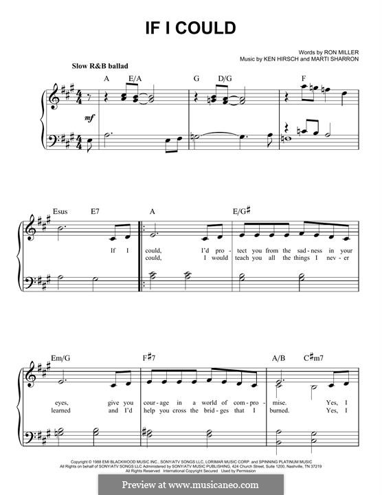 If I Could (Regina Belle): Для фортепиано by Ken Hirsch, Marti Sharron, Ronald Miller