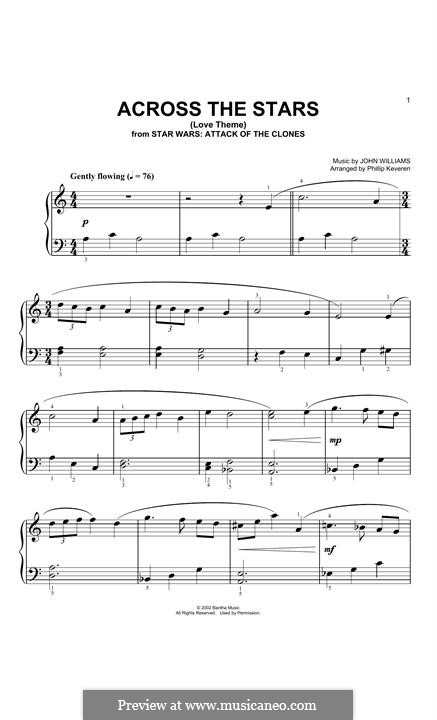 Across The Stars (from Star Wars: Attack Of The Clones): Для фортепиано by John Williams