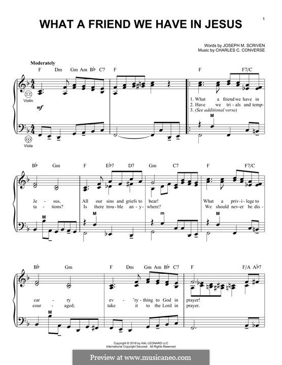 What a Friend We Have in Jesus (Printable): Для аккордеона by Charles Crozat Converse