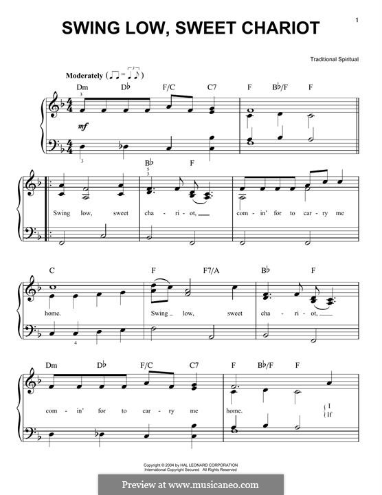 Swing Low, Sweet Chariot: Для фортепиано by folklore