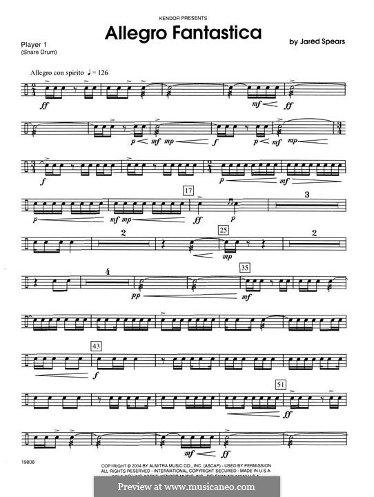 Allegro Fantastica: Percussion 1 by Jared Spears