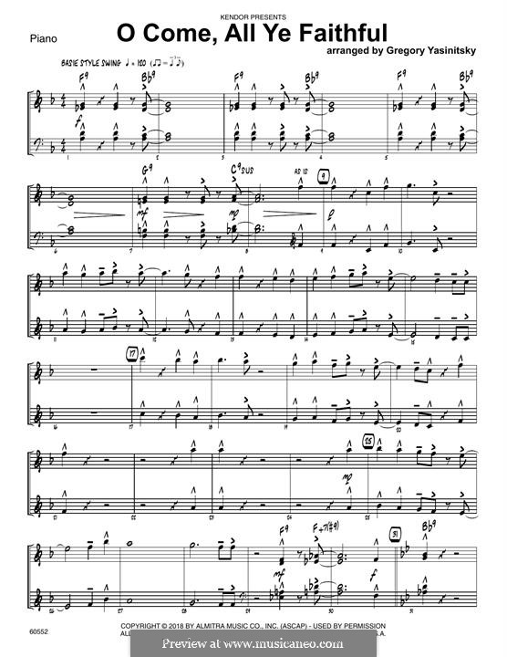 Jazz Ensemble version: Партия фортепиано by Джон Фрэнсис Уэйд