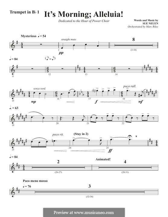It's Morning; Alleluia!: Trumpet 1 in Bb part by Sue Neuen