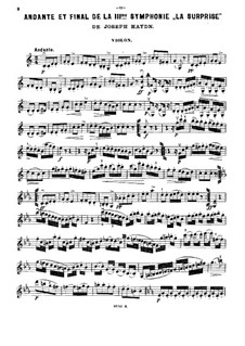 Фрагменты: Части II, IV, для скрипки, виолончели и фортепиано – Партия скрипки by Йозеф Гайдн
