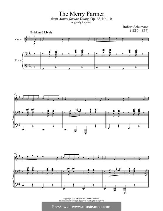 No.10 Веселый крестьянин: Для скрипки и фортепиано by Роберт Шуман
