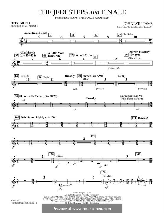 The Jedi Steps and Finale (from Star Wars: The Force Awakens): Bb Trumpet 4 (sub. C Tpt. 4) part by John Williams