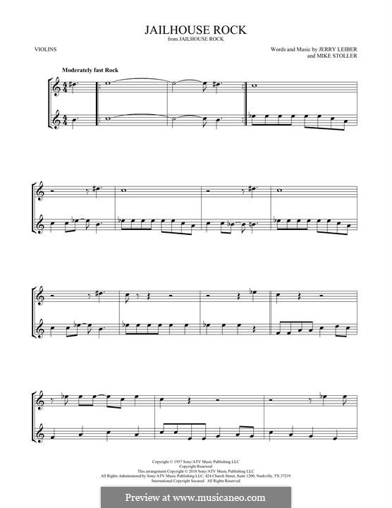 Jailhouse Rock (Elvis Presley): Для двух скрипок by Jerry Leiber, Mike Stoller