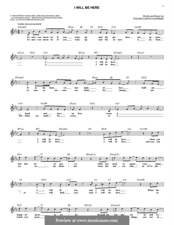 I Will Be Here: Для клавишного инструмента by Steven Curtis Chapman