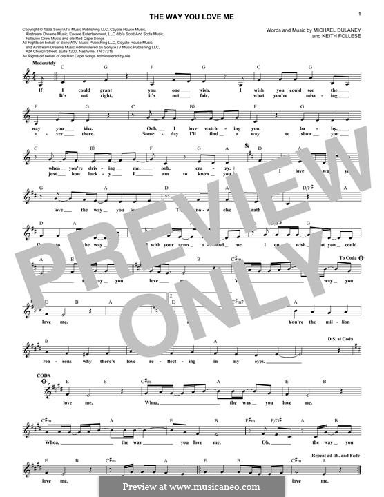 The Way You Love Me (Faith Hill): Для клавишного инструмента by Keith Follese, Michael Dulaney